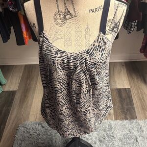 GAP Black and Cream Animal Print Tank Top